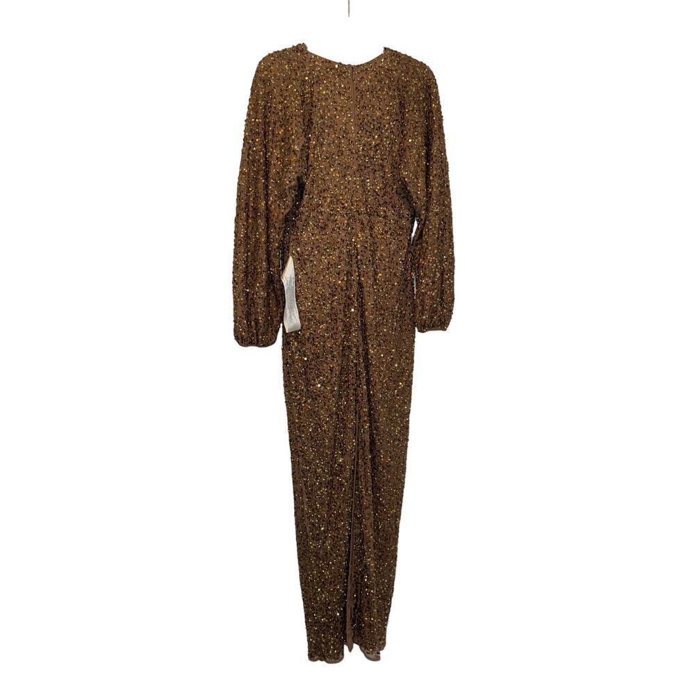 Mac Duggal 10791 Bronze Sequin Long Sleeve Gown Size 12 NWT Formal Prom Bishop - Picture 4 of 12